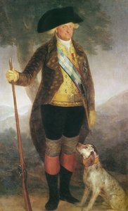 Portret van koning Karel IV van Spanje op jacht